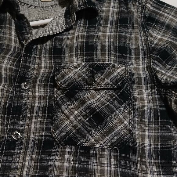 Converse ONE STAR  Men's Small double-layer Cotton Black Plaid Button-Up shirt - Picture 4 of 16